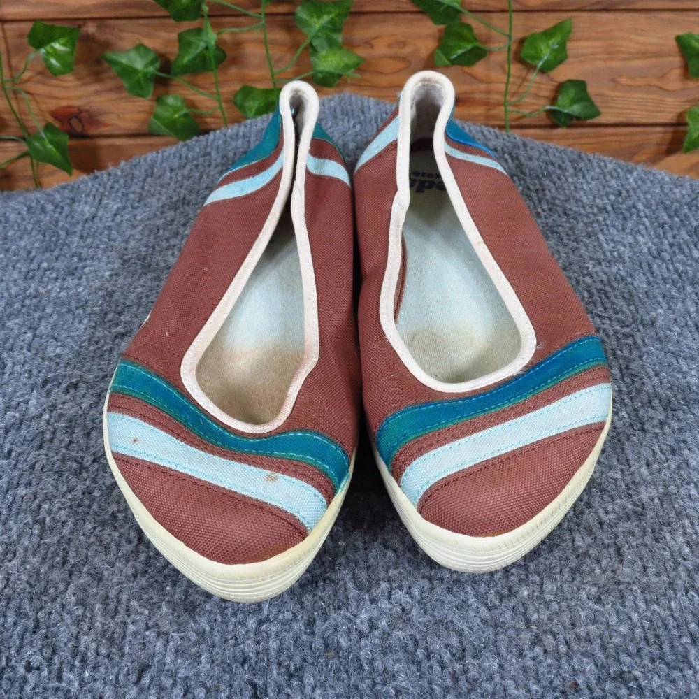 Keds WF-19836MA7-CH17 Women Ballet Flat Size 6 Casual Slip On Brown‎ Teal Canvas